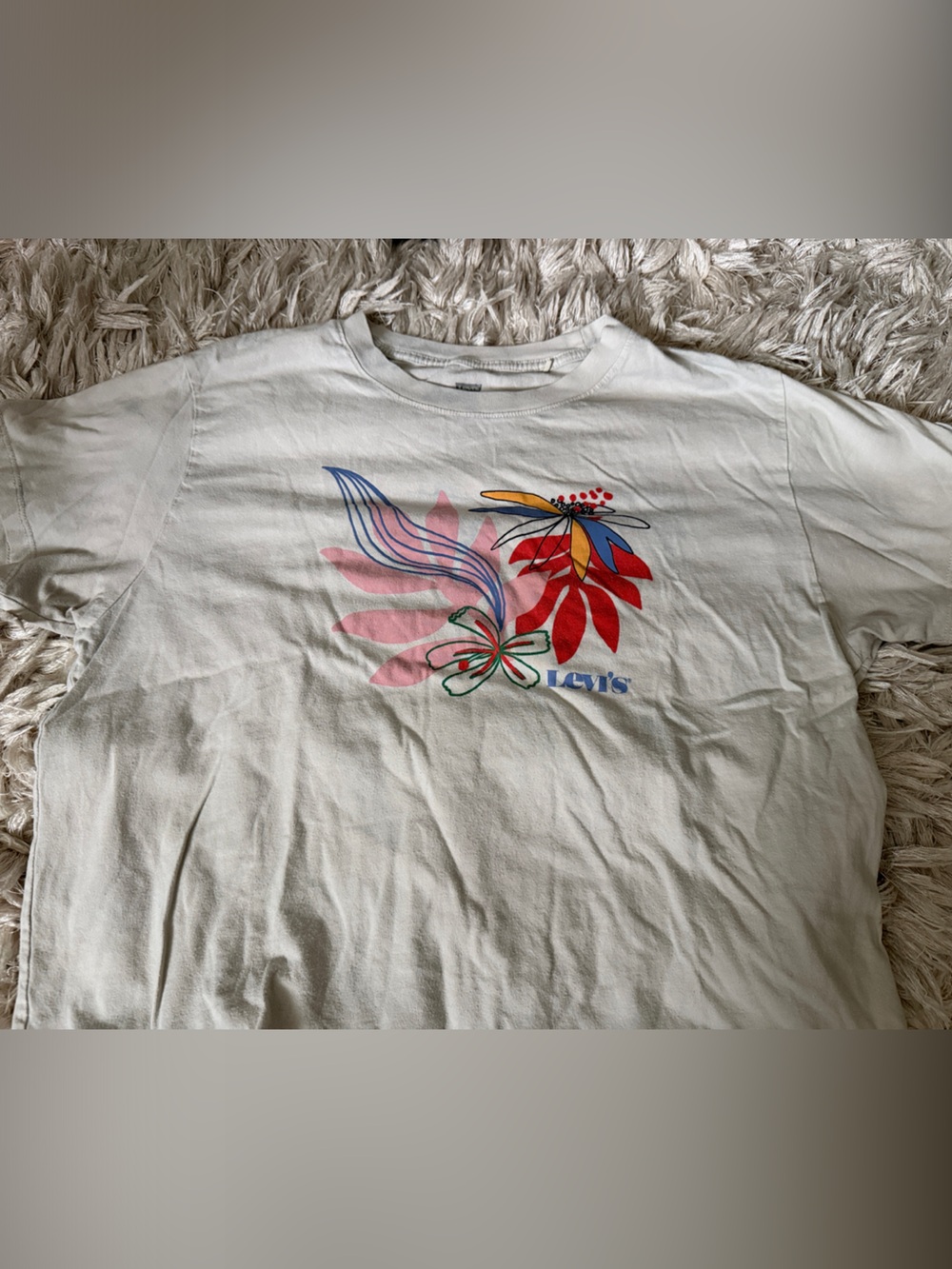 Levi's Cream cropped Tee with Multicolor Floral Print